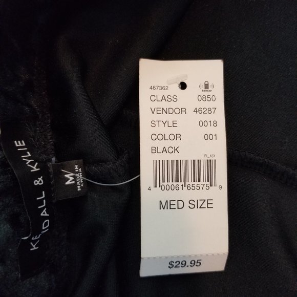 NWT Kendall & Kylie Black Velvet-like Leggings size M - Picture 4 of 8